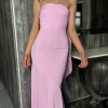 COPPEROSE Fitted Dresses | Going Out Dresses^Aaliyah Baby Pink Scarf Detail Bandeau Midi Dress