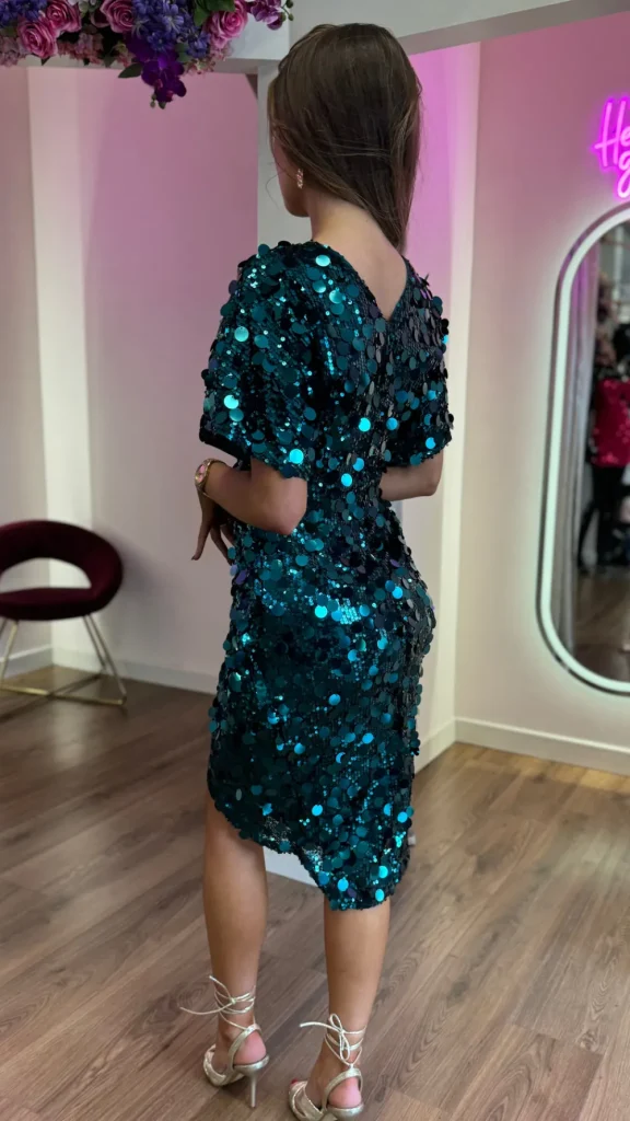 GIRL IN MIND Fitted Dresses | Going Out Dresses^Abbie Green Sequin Wrap Detailing Mini Dress