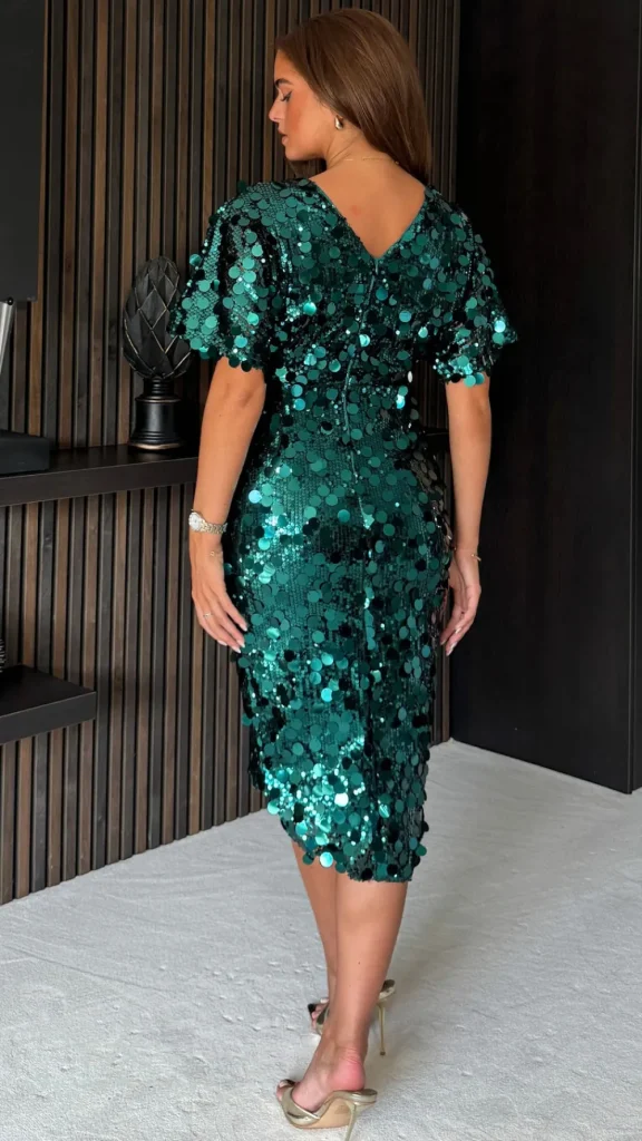 GIRL IN MIND Fitted Dresses | Going Out Dresses^Abbie Green Sequin Wrap Detailing Mini Dress