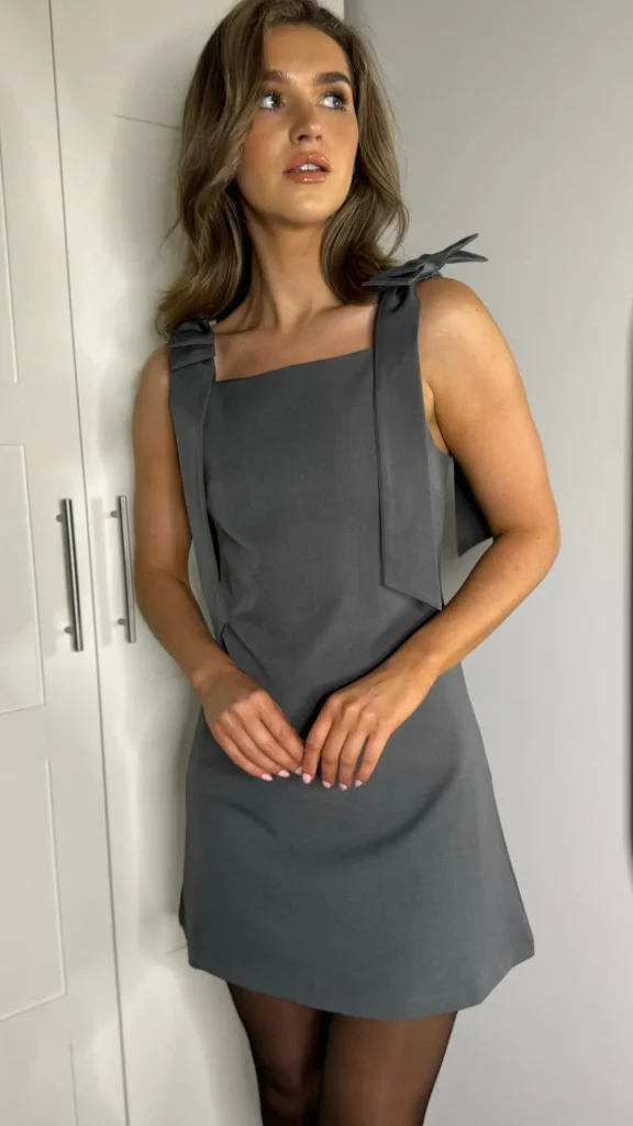 TIMELY Going Out Dresses | Occasion Dresses^Abriella Grey Bow Shoulder Detail Mini Dress