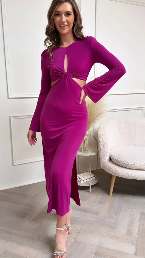 CC Fitted Dresses | Occasion Dresses^Adelaide Fuchsia Cut Out Midi Dress