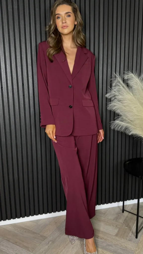 ELENZA Blazers^Aine Burgundy Oversized Blazer