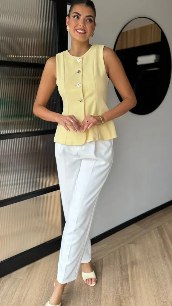 PARIS FASHION SHOPS Tops^Ainsley Yellow Gold Button Detail Waistcoat