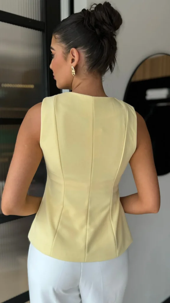 PARIS FASHION SHOPS Tops^Ainsley Yellow Gold Button Detail Waistcoat