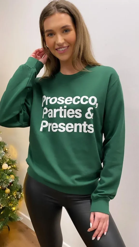 CHRISTMAS Tops | Hoodies + Sweatshirts^Alaia Prosecco, Parties & Presents Sweatshirt in Green