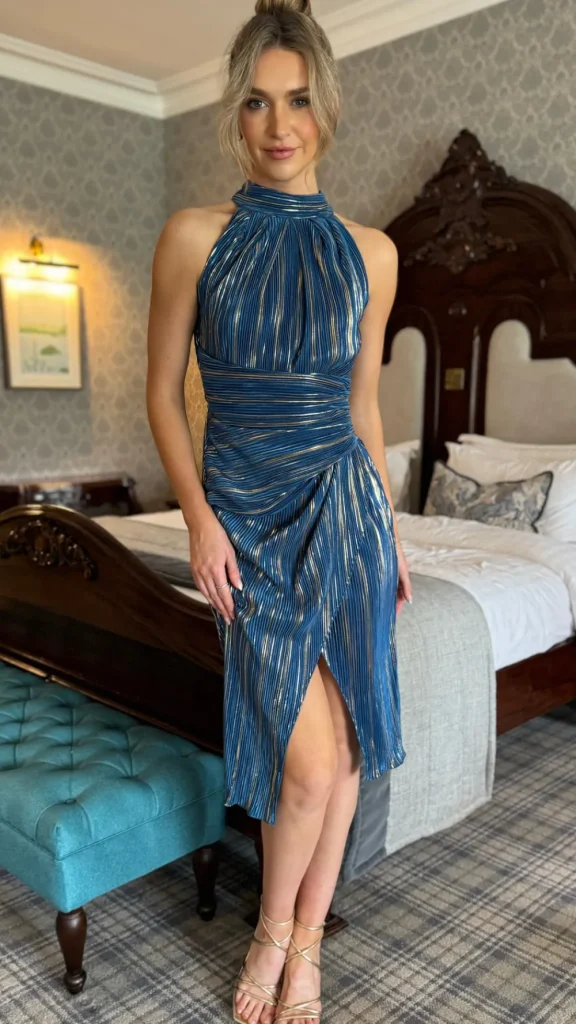 GIRL IN MIND Going Out Dresses | Occasion Dresses^Alexandra Blue Halter Neck Midi Dress