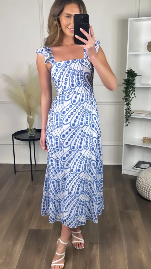 GIRL IN MIND Going Out Dresses | Occasion Dresses^Alivia Blue Broderie Anglaise Maxi Dress