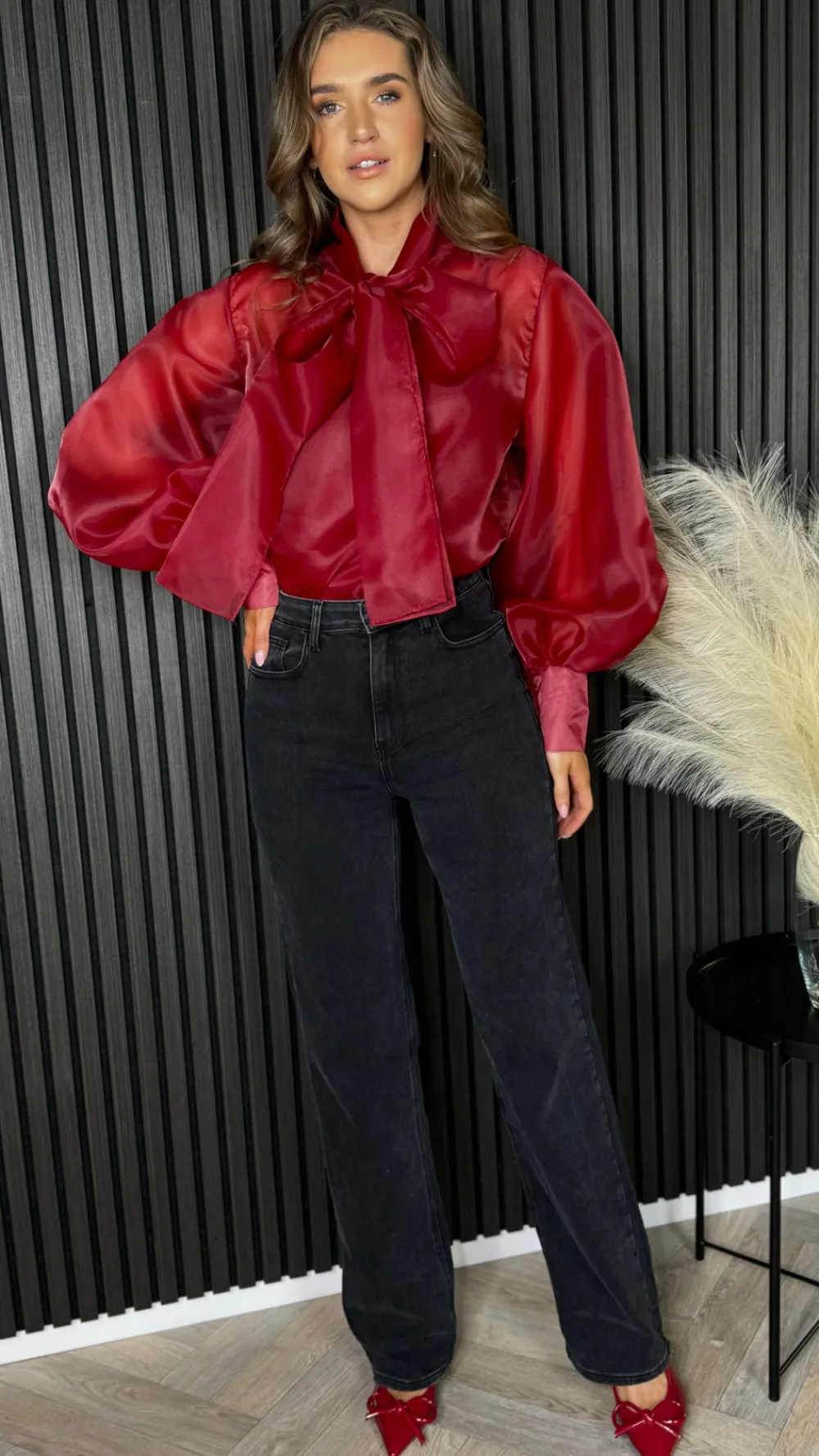 allie_burgundy_large_bow__5.webp TIMELY Tops^Allie Burgundy Large Bow Detail Top
