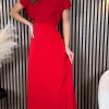 COPPEROSE Going Out Dresses | Occasion Dresses^Ally Red Wrap Detail Top Midi Dress