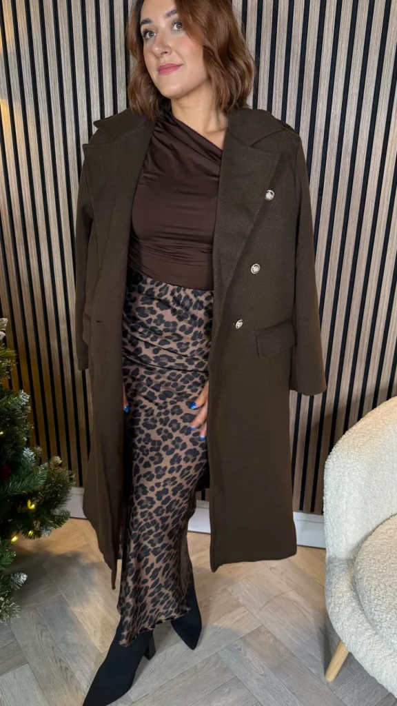 ESTEE BROWN Coats & Jackets^Alorie Chocolate Brown Wool Finish Midi Length Coat