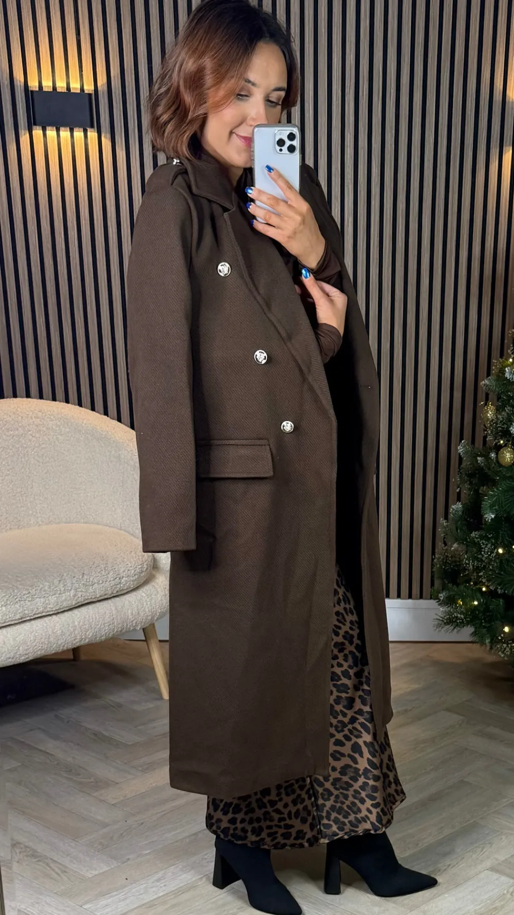 alorie_chocolate_brown_wo_4.webp ESTEE BROWN Coats & Jackets^Alorie Chocolate Brown Wool Finish Midi Length Coat