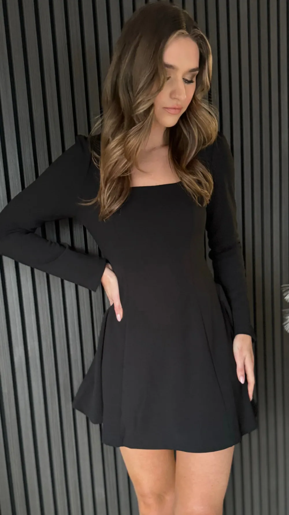 alysse_black_square_neck__3.webp TIMELY Fitted Dresses | Going Out Dresses^Alysse Black Square Neck Mini Dress