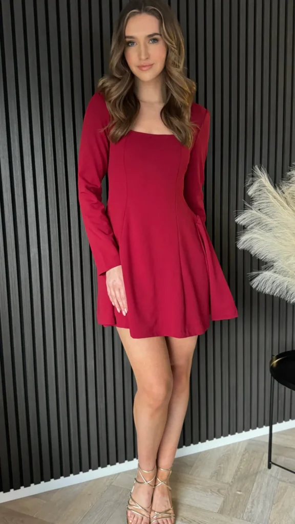 TIMELY Fitted Dresses | Going Out Dresses^Alysse Burgundy Square Neck Mini Dress