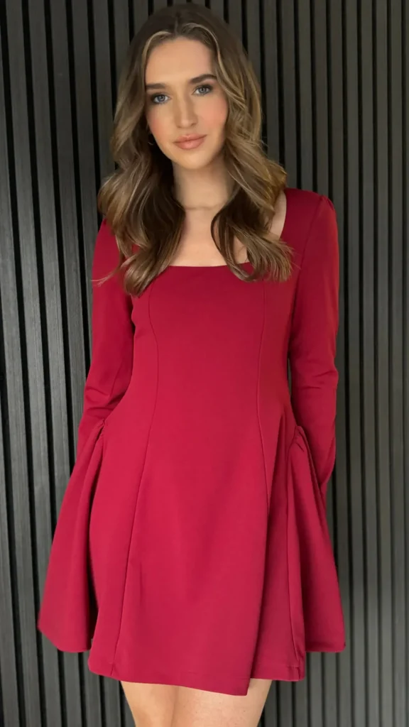 TIMELY Fitted Dresses | Going Out Dresses^Alysse Burgundy Square Neck Mini Dress