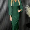 LORIANE Fitted Dresses | Going Out Dresses^Amalina Forest Green Wrap Over Style Top Midi Dress