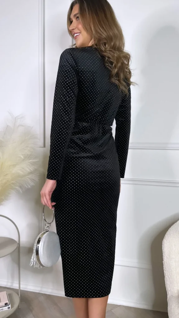 LORIANE Going Out Dresses | Occasion Dresses^Anakin Black Velvet Diamante Midi Dress