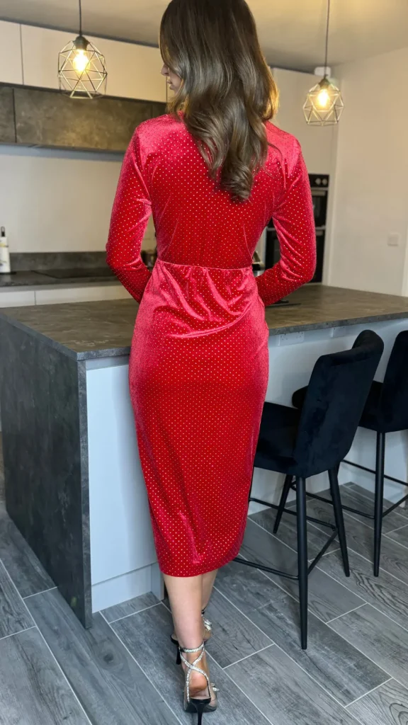 LORIANE Going Out Dresses | Occasion Dresses^Anakin Red Velvet Diamante Midi Dress