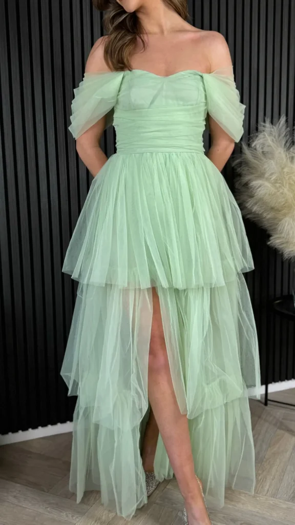 CANDICE FAIRE Going Out Dresses | Occasion Dresses^Anastasia Sage Off Shoulder Tulle Maxi Dress
