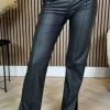 E DIVA Trousers^Andi Black Straight Leg Leather Look Trousers