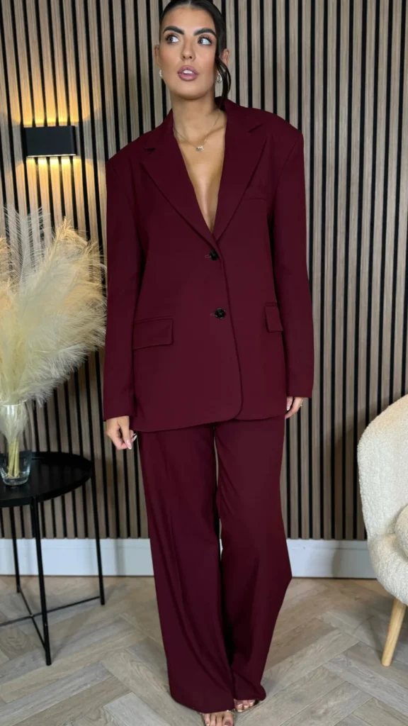 ATTENTIF Co-ords | Blazers^Angelica Burgundy Trousers & Blazer Co Ord