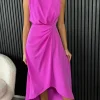 AX PARIS Going Out Dresses | Occasion Dresses^Angie Hot Pink Gathered Midi Dress