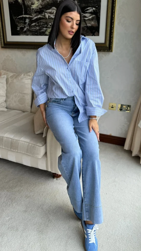 VERA LUCY Tops^Annalie Blue Pinstripe Oversized Shirt