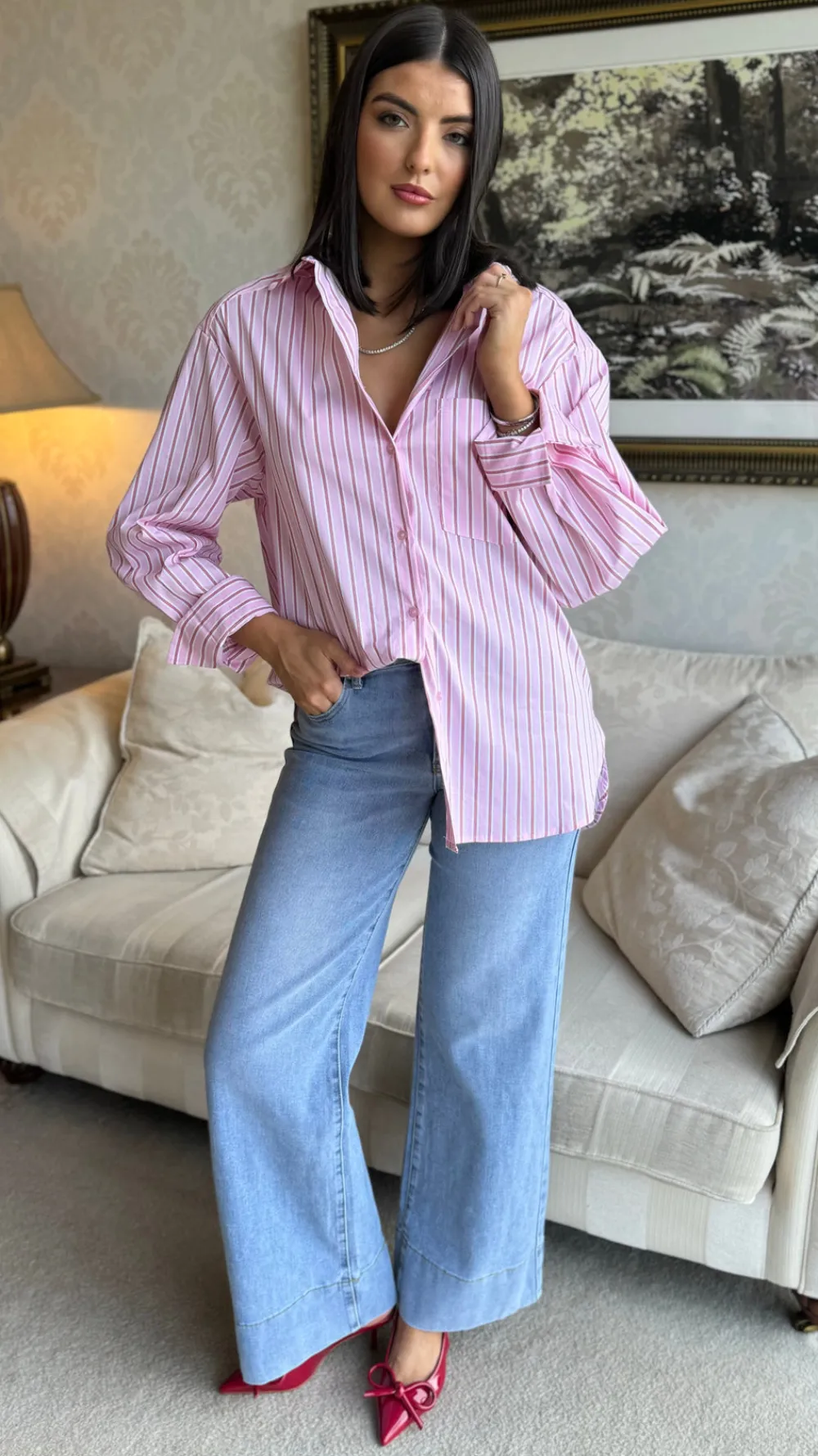 annalie_pink_pinstripe_ov_3.webp VERA LUCY Tops^Annalie Pink Pinstripe Oversized Shirt