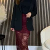 COPPEROSE Skirts & Shorts^Anneke Burgundy Lace Detail Midi Skirt