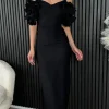 MODADAYS Going Out Dresses | Occasion Dresses^Antonia Black Diamante Strap Ruffle Detail Midi Dress
