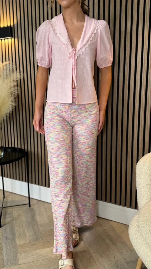 So Twice Tops^Anya Baby Pink Tie Detail Top
