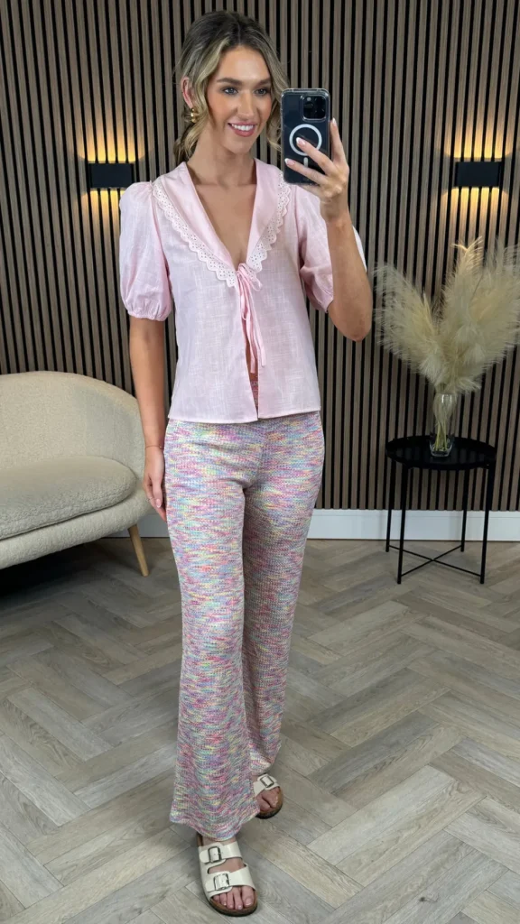 So Twice Tops^Anya Baby Pink Tie Detail Top
