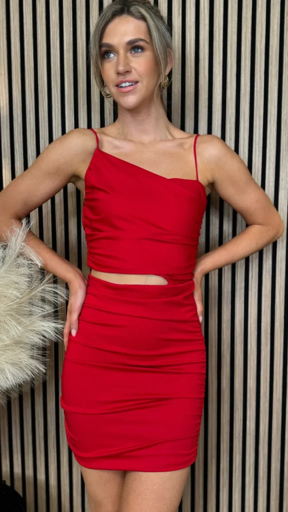 COPPEROSE Going Out Dresses | Occasion Dresses^Ariane Red Cut Out Cami Strap Mini Dress