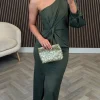 SARL KAIA Going Out Dresses | Occasion Dresses^Arianna Khaki One Sleeve Ruched Detail Midi Dress
