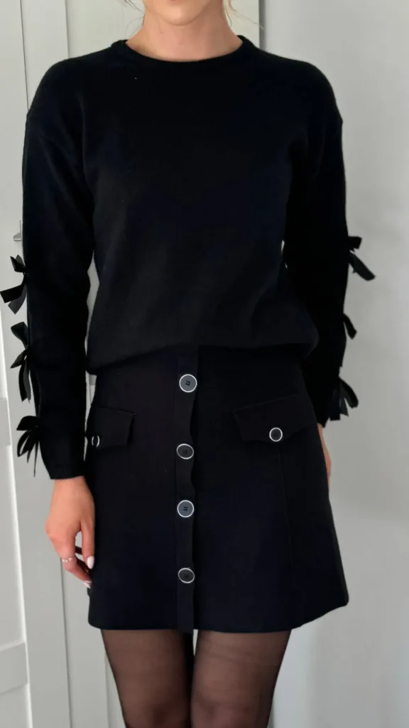 LUCCE Skirts & Shorts^Ashley Black Wool Finish Button Down Mini Skirt