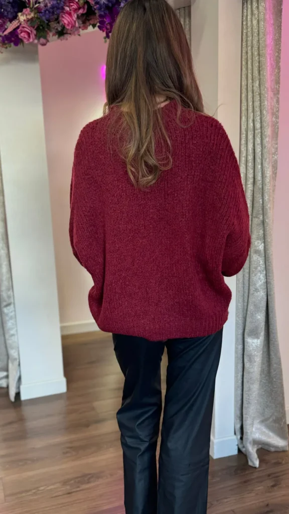 BELLAVIE Knitwear^Aston Burgundy Chunky Knit Jumper