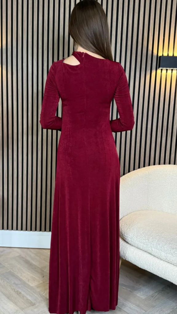 TIMELY Fitted Dresses | Going Out Dresses^Ayda Burgundy Split Neckline Brooch Detail Maxi Dress