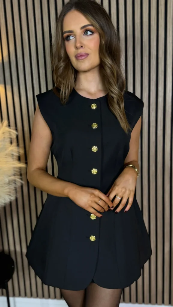 TIMELY Tops^Becca Black Longline Button Detail Waistcoat