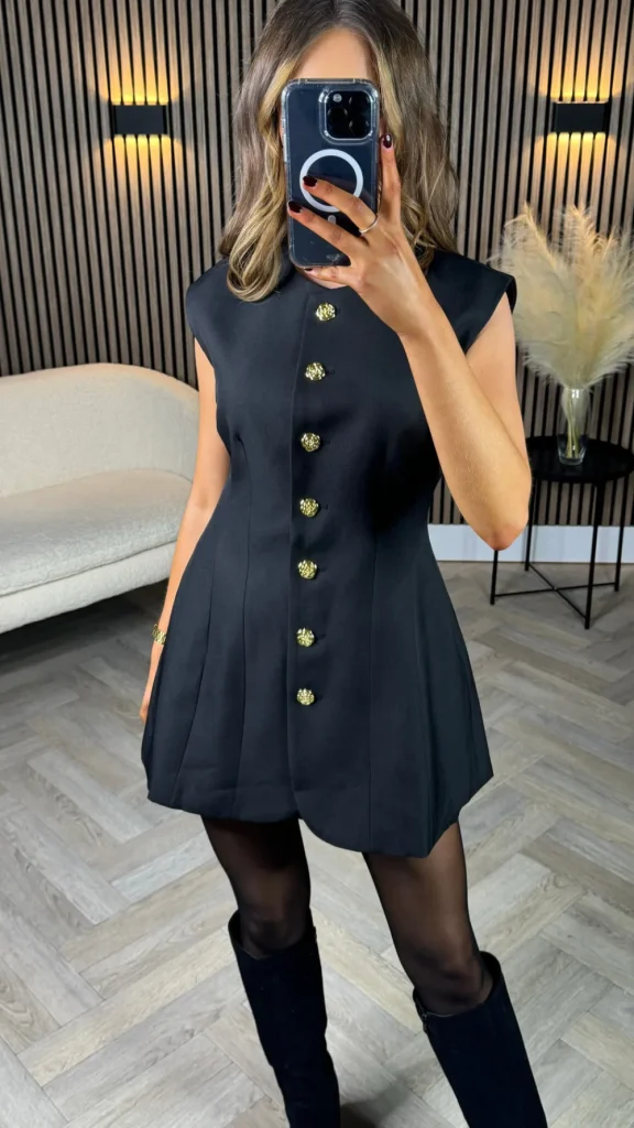 TIMELY Tops^Becca Black Longline Button Detail Waistcoat