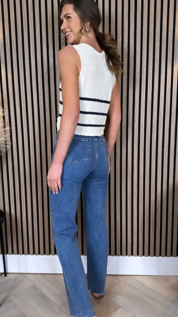 PARIS FASHION SHOPS Jeans^Bella Dark Blue Straight Fit Jeans With Hearts