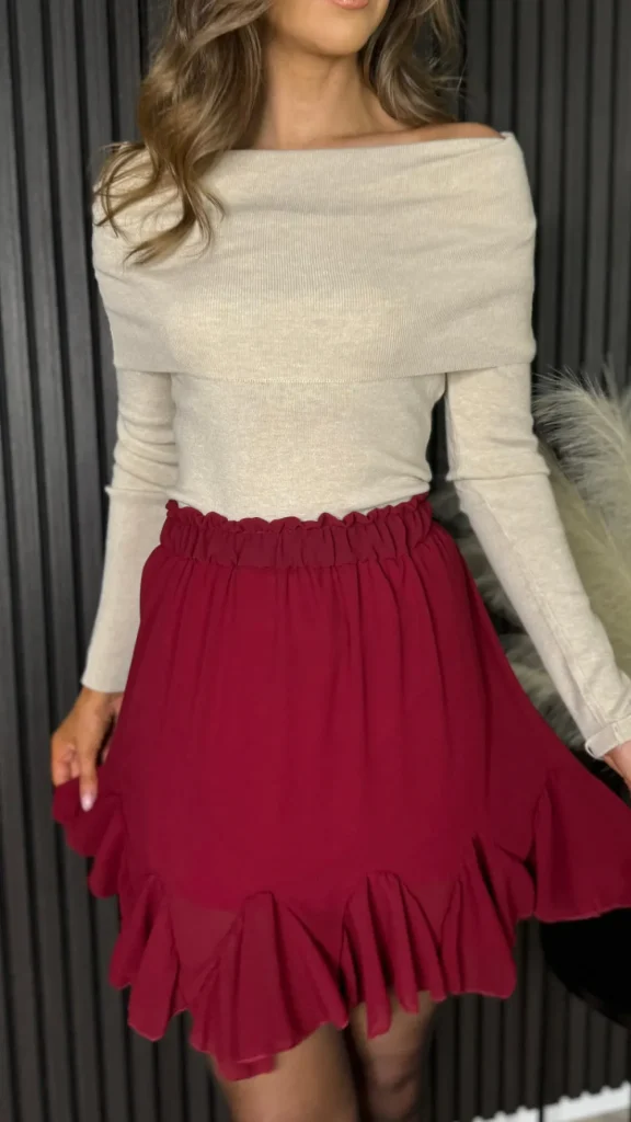 BABEZ LONDON Knitwear^Bianca Beige Soft Knit Bardot Jumper