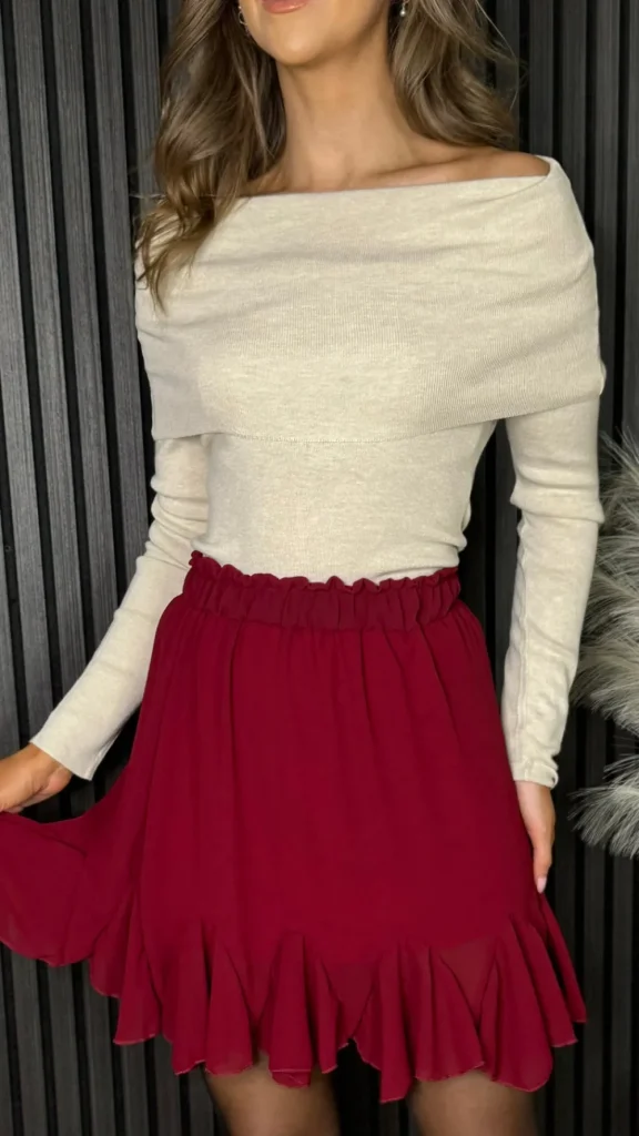 BABEZ LONDON Knitwear^Bianca Beige Soft Knit Bardot Jumper