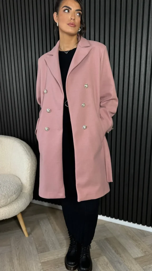 PARIS FASHION SHOPS Coats & Jackets^Bonne Rose Pink Belted Midi Coat