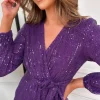 GIRL IN MIND Tops^Bowie Purple Sequin Long Sleeve Top