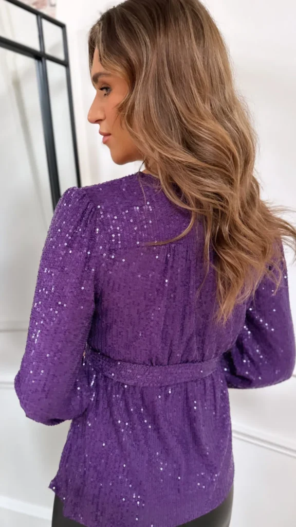 GIRL IN MIND Tops^Bowie Purple Sequin Long Sleeve Top