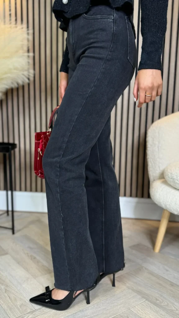 REDIAL Jeans^Brennan Black Straight Leg Frayed Hem Jeans
