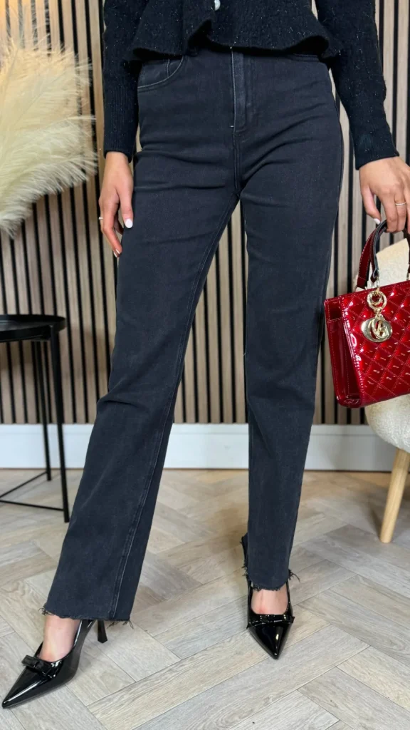 REDIAL Jeans^Brennan Black Straight Leg Frayed Hem Jeans
