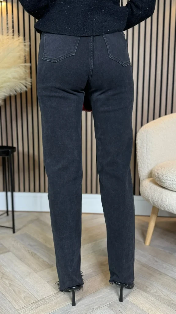 REDIAL Jeans^Brennan Black Straight Leg Frayed Hem Jeans