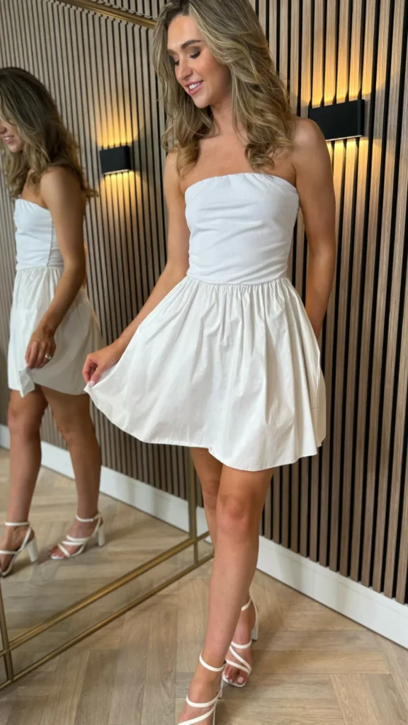 PARIS FASHION SHOPS Going Out Dresses | Mini Dresses^Brennan White Bandeau Full Skirt Mini Dress