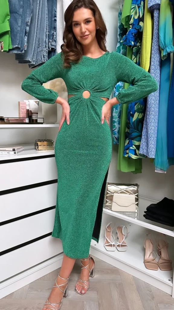 CC Occasion Dresses | Midi Dresses^Britta Green Cut Out Midi Dress