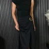 COPPEROSE Going Out Dresses | Occasion Dresses^Brodi Black Buckle Detail Wrap Effect Midi Skirt